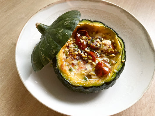 Calabacín relleno de tomate y queso