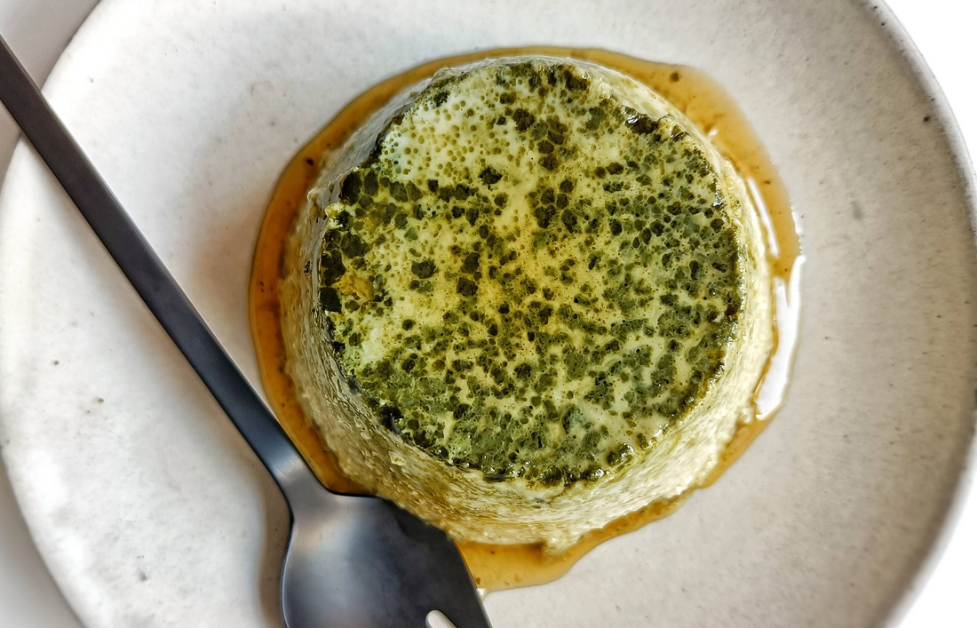 Flan de té macha