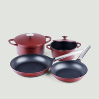 Gifts for less than €100, Kitchen Packs, Menage, Super-Packs!, Cookware - 2 pots, 2 pans - Red